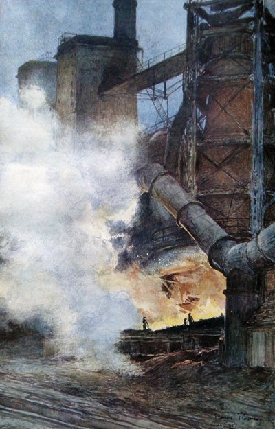 Steelworks at Chasse, Isere, 1917 by Francois Flameng